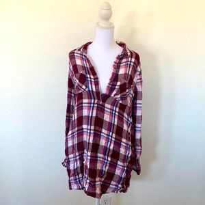 Red Plaid Shirt Dress